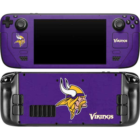 NFL Minnesota Vikings Distressed Steam Deck Handheld Gaming Computer Skin